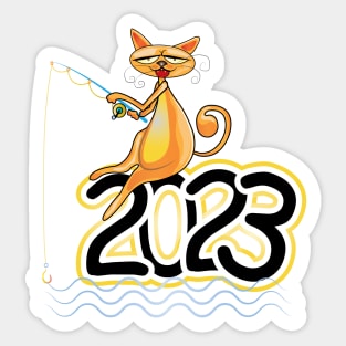 Happy New Year Cats 2023 Sticker